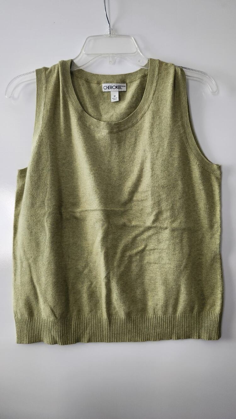 Vintage Cherokee Knit Sweater Vest Women's M Chartreuse Green Y2K 90s #287